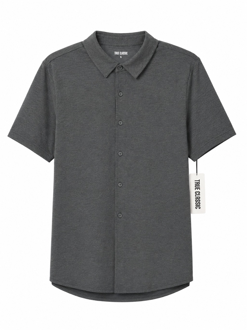 True Classic Men's Short Sleeve Button-Down Shirt - Charcoal